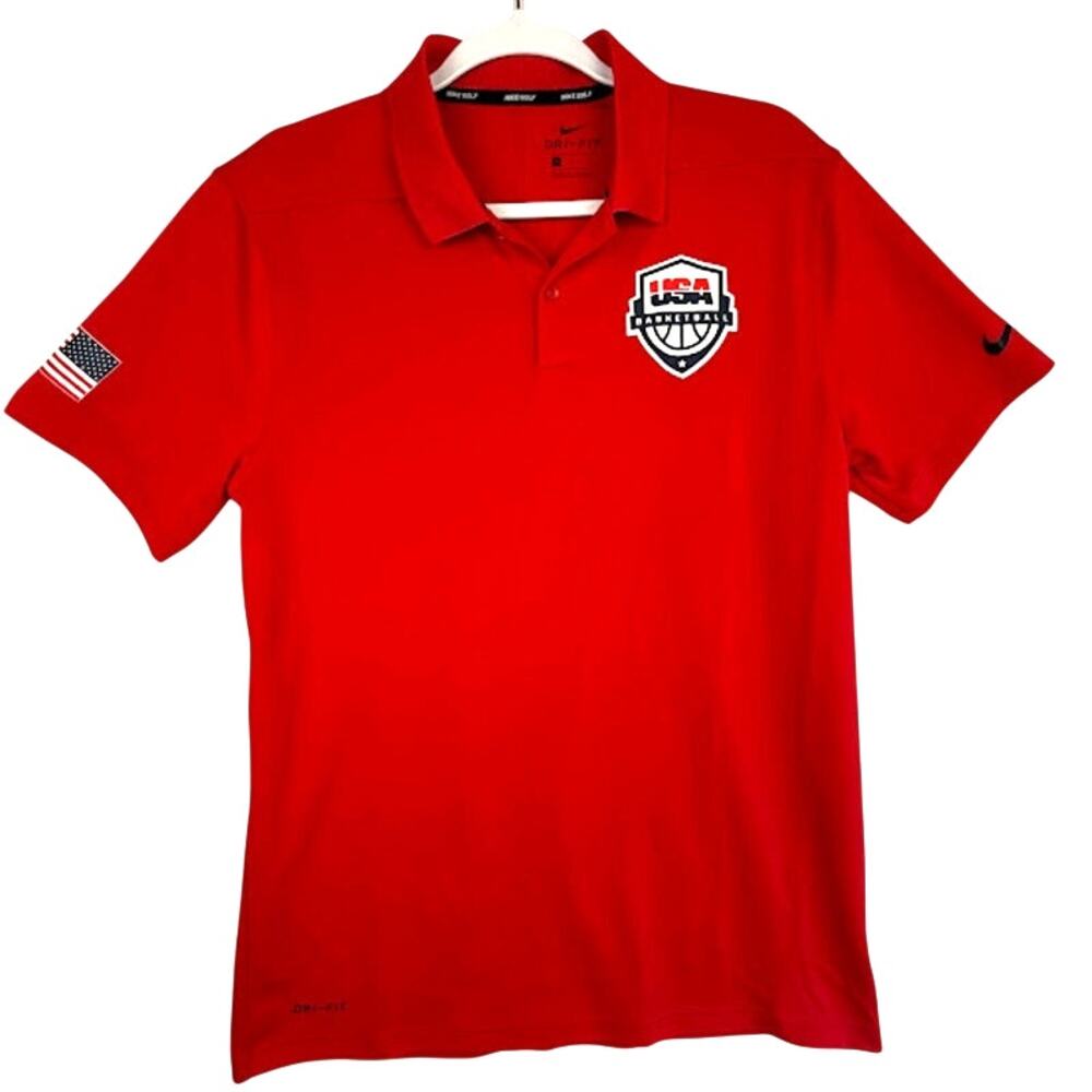 Nike Men's USA Basketball Team Varsity Performance Polo Shirt Red Size Medium
